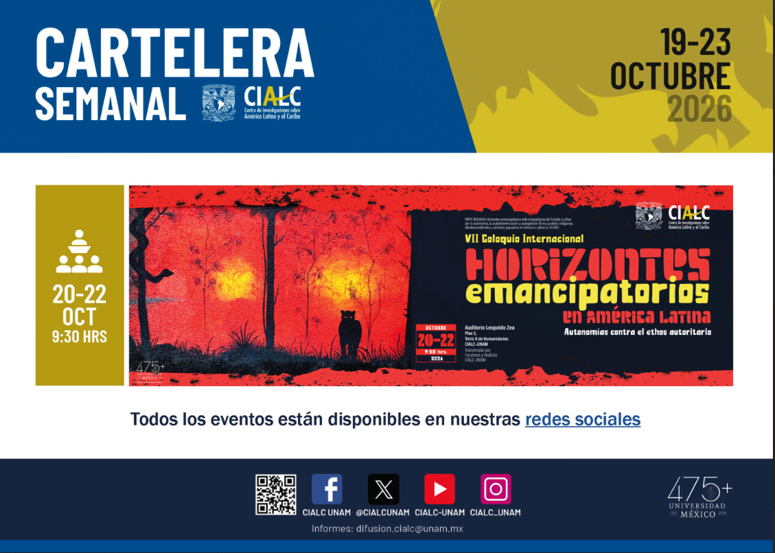 Cartelera CIALCM, 19 – 29 de octubre